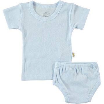 Albimini 42769 Mavi Minidamla Kaşkorse Bebe Kısa Kol Çamaşır Takımı