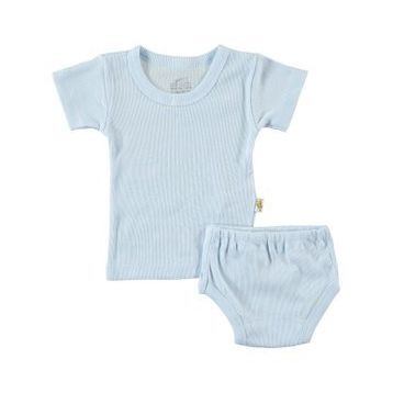 Albimini 42769 Mavi Minidamla Kaşkorse Bebe Kısa Kol Çamaşır Takımı
