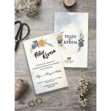 Aldialiyor 4006 Ekolife 250 Adet Düğün ve Nişan Davetiyesi