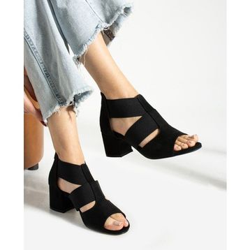 Alemdar Shoes Fancy Siyah Süet Topuklu Kadın Ayakkabı