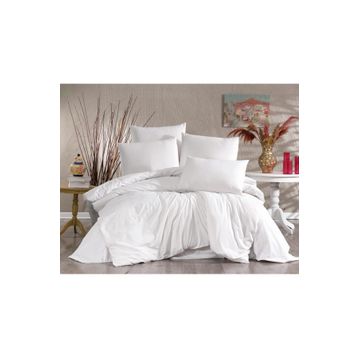 Alena Home Gold Serisi Düz Beyaz 180 x 200 cm Çift Kişilik Lastikli Çarşaflı Nevresim Takımı