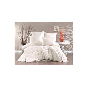 Alena Home Gold Serisi Düz Ekru 180 x 200 cm Çift Kişilik Lastikli Çarşaflı Nevresim Takımı