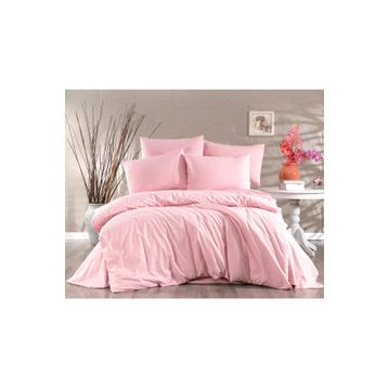 Alena Home Gold Serisi Düz Pudra 180x200 cm Çift Kişilik Lastikli Çarşaflı Nevresim Takımı