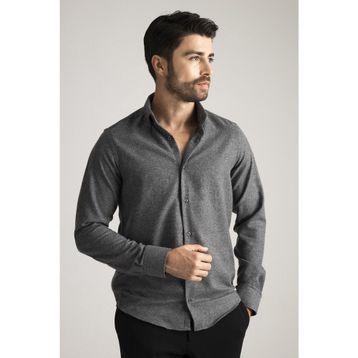 Alenmeza Erkek Gri Kışlık Melanj Oduncu Cepsiz Modern Fit Gömlek