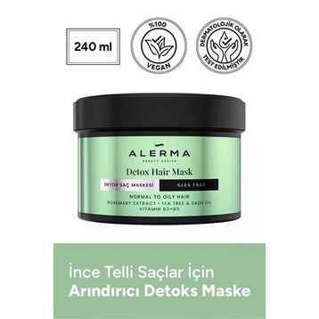 Alerma 2x240 ml İnce Telli ve Yağlı Saçlar İçin Detox Saç Maskesi