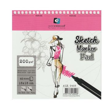 Alex Schoeller 15x15 CM 200 GR 40'lı Spiralli Sketch Marker Pad