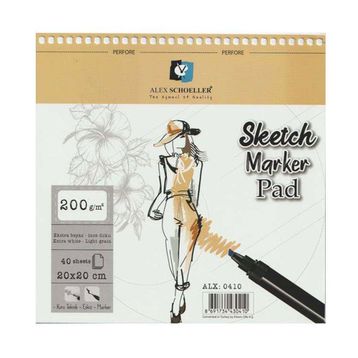 Alex Schoeller 5780418 200 gr 20x20 cm 40 Yaprak Spiralli Sketch Marker Pad Defter