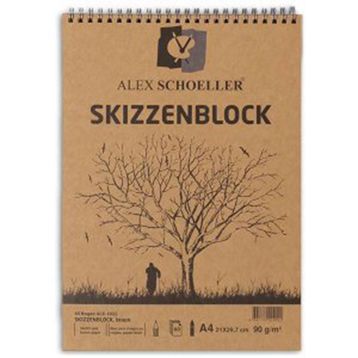 Alex Schoeller A4 90 gr Kraft Dik Spiralli Eskiz Defteri