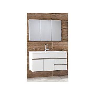 Alfa Banyo Esen Beyaz 100 cm Lüx Banyo Dolabı Takımı