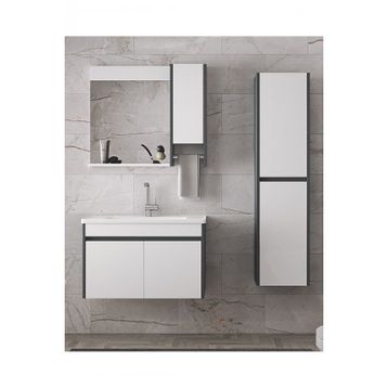 Alfa Banyo Estella 80+35 cm Mdf Aynalı Boy Dolaplı Banyo Dolabı Takımı