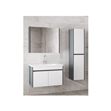 Alfa Banyo Estella 80+35 cm Mdf Aynalı Boy Dolaplı Banyo Dolabı Takımı
