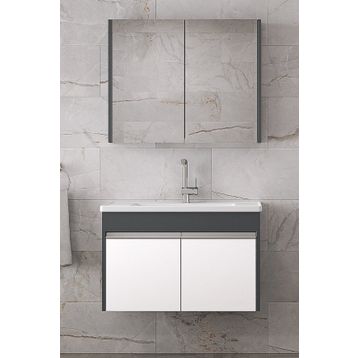 Alfa Banyo Visente-Ea 80 cm Mdf Aynalı Antrasit Beyaz Banyo Dolabı Takımı