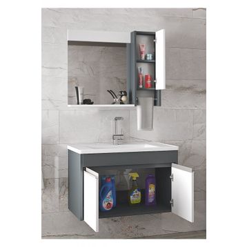 Alfa Banyo Visente-Oa 80 cm MDF Aynalı Lavabo Antrasit Beyaz Banyo Dolabı Takımı