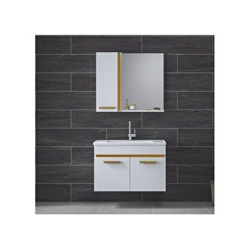 Alfa Banyo Yeni Gold Beyaz 80 cm Banyo Dolabı Takımı