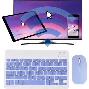Alfa MEC Apple iPad Air 11 2024 Uyumlu Mor Kablosuz Bluetooth Klavye-Mouse
