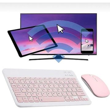 Alfa MEC Apple iPad Air 13 2024 Uyumlu Pembe Kablosuz Bluetooth Klavye-Mouse