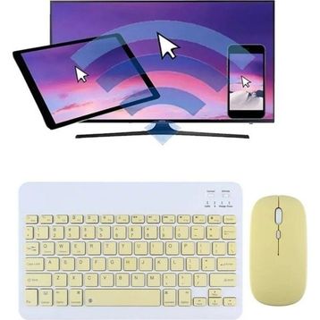 Alfa MEC Apple iPad Air 13 2024 Uyumlu Sarı Kablosuz Bluetooth Klavye-Mouse