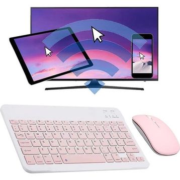 Alfa MEC Lenovo Tab M10 Plus TB-X606F 10.3 Uyumlu Pembe Kablosuz Bluetooth Klavye-Mouse