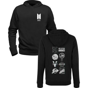 Alfa Tshirt Bts Ön Arka Baskılı Siyah Erkek Sweatshirt