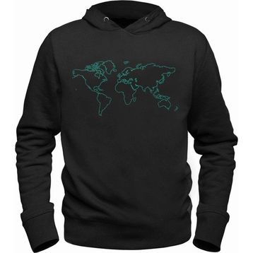 Alfa Tshirt Dünya Haritası Siyah Erkek Sweatshirt