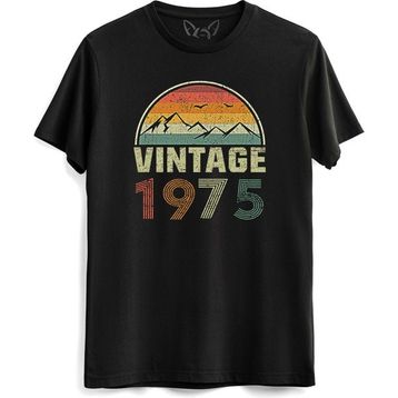 Alfa Tshirt Vintage 1975 Eskitme Siyah Erkek T-shirt