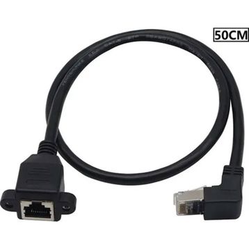 Alfais 4350 RJ45 Dişi Erkek 0.5 mt Dirsek 90 Derece Panel Tipi Cat6 Uzatma Montaj Kablosu