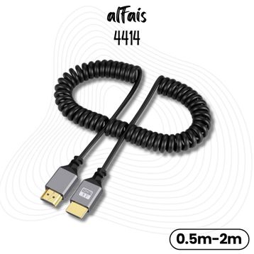Alfais 4414 0.5-2 m HDMI Spiral Yaylı Uzayabilen Fullhd 4K 60Hz UHD Kablo