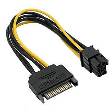 Alfais 4582 15 Pin Sata to 6 Pin Ekran Kartı Power Anakart Güç Kablosu