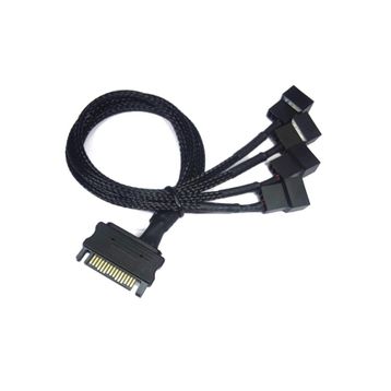 Alfais 4598 Sata Power To Fan Çevirici 4 Port Y Pin PWM Çoklayıcı Splitter Fan Kablosu