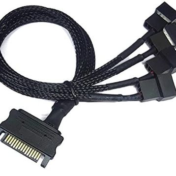 Alfais 4598 Sata Power To Fan Çevirici 4 Port Y Pin PWM Çoklayıcı Splitter Fan Kablosu