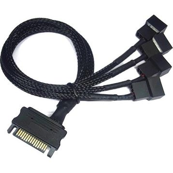 Alfais 4598 Sata Power To Fan Çevirici 4 Port Y Pin PWM Çoklayıcı Splitter Fan Kablosu