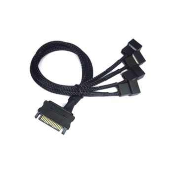Alfais 4598 Sata Power To Fan Çevirici 4 Port Y Pin PWM Çoklayıcı Splitter Fan Kablosu