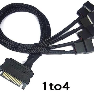 Alfais 4598 Sata Power To Fan Çevirici 4 Port Y Pin PWM Çoklayıcı Splitter Fan Kablosu
