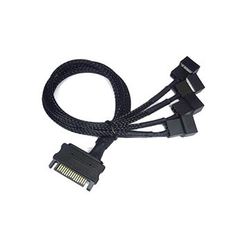 Alfais 4598 Sata Power To Fan Çevirici 4 Port Y Pin PWM Çoklayıcı Splitter Fan Kablosu