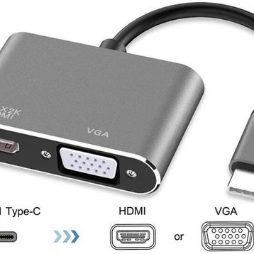 Alfais 4728 USB Type-C To HDMI VGA 3.1 4K Çevirici Dönüştürücü Adaptör