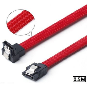 Alfais 4739 Naylon Örgü Hasır L 90 Dirsek Köşeli Sata3 7 Pin 6gbs SSD HDD Data Veri Kablosu