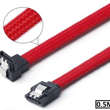 Alfais 4739 Naylon Örgü Hasır L 90 Dirsek Köşeli Sata3 7 Pin 6gbs SSD HDD Data Veri Kablosu