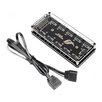Alfais 4847 3 Pin 11 Port 5V SATA Power Güç Fan Çoklayıcı Şerit ARGB RGB Led HUB Splitter Kablo