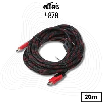 Alfais 4878 20 mt 4K FHD Ara Bağlantı Erkek-Erkek LCD Laptop PS3 PS4 XBOX TV HDMI Kablosu