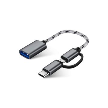 Alfais 4901 USB 3.0 OTG To Type-C Micro USB Data Şarj Çevirici Dönüştürücü Adaptör