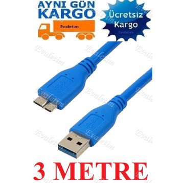 Alfais 4914 USB 3.0 Micro Type B 3 m Ara Harddisk Bağlantı Kablosu
