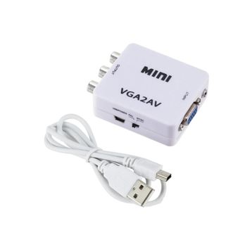Alfais 5004 VGA To Av 3 RCA 1080P Video 3.5 mm Destekli Çevirici Dönüştürücü Adaptör