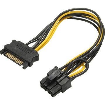Alfais 5062 Bakır 20 cm Sata To 6+2 Pin 8 Pin Ekran Kartı Power Çevirici Kablo