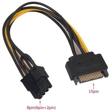 Alfais 5062 Bakır 20 cm Sata To 6+2 Pin 8 Pin Ekran Kartı Power Çevirici Kablo