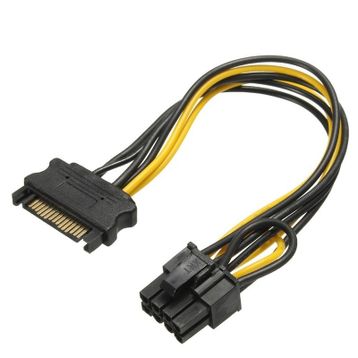 Alfais 5062 Bakır 20 cm Sata To 6+2 Pin 8 Pin Ekran Kartı Power Çevirici Kablo