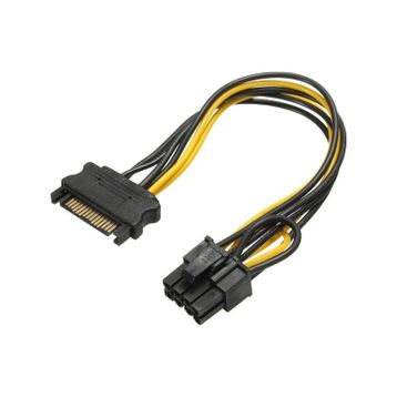 Alfais 5062 Bakır 20 cm Sata To 6+2 Pin 8 Pin Ekran Kartı Power Çevirici Kablo