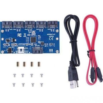 Alfais 5136 1 to 5 Sata Port 4 Çoklu Hub Çoklayıcı Switch Adaptör Splitter Kart Çevirici