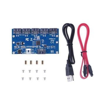 Alfais 5136 1 to 5 Sata Port 4 Çoklu Hub Çoklayıcı Switch Adaptör Splitter Kart Çevirici