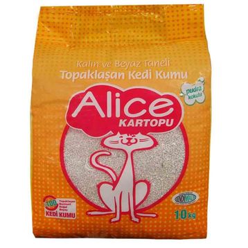 Alice Kartopu 10 kg Kalın ve Beyaz Taneli Topaklaşan Pudra Kokulu Kedi Kumu