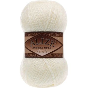 Alize 01 Krem 5'li Angora Gold Simli El Örgü İpi